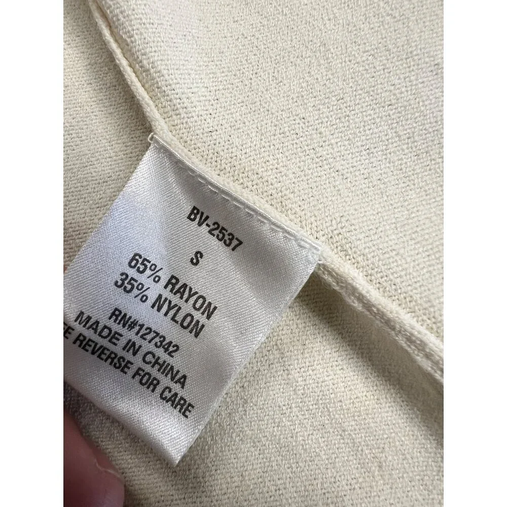 Beyond Vintage Womens Cardigan Open Front Cream/Multi Size Small - Picture 9 of 9